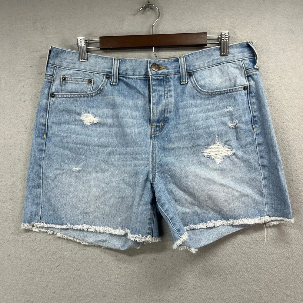 J.Crew Denim Shorts Womens 30 Light Wash Distressed Raw Hem Ripped Casual Beach